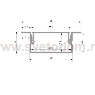LL-2-ALP019 Встраиваемый алюминиевый профиль для LED ленты (под ленту до 18,5mm) Elektrostandard