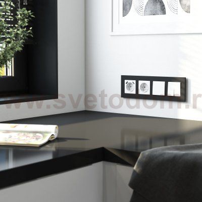 Рамка на 4 поста Slab (черный матовый) W0042908 Werkel