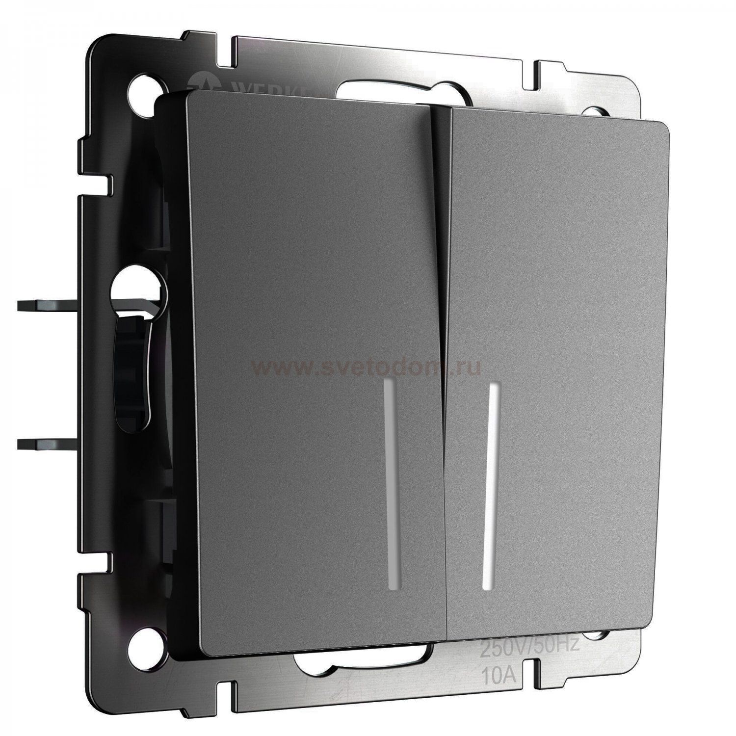 Выключатель двухклавишный с подсветкой (графит матовый) W1120164 Werkel