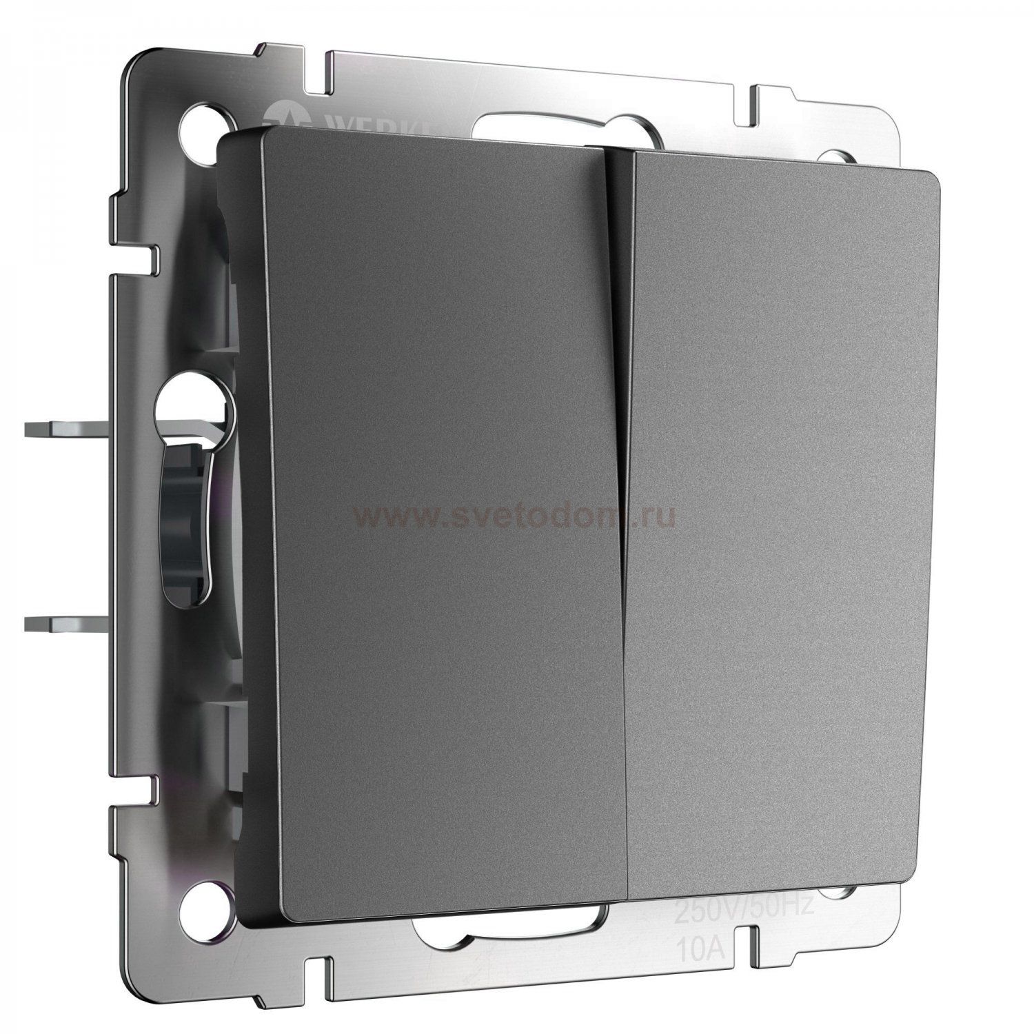 Выключатель двухклавишный проходной (графит матовый) W1122064 Werkel