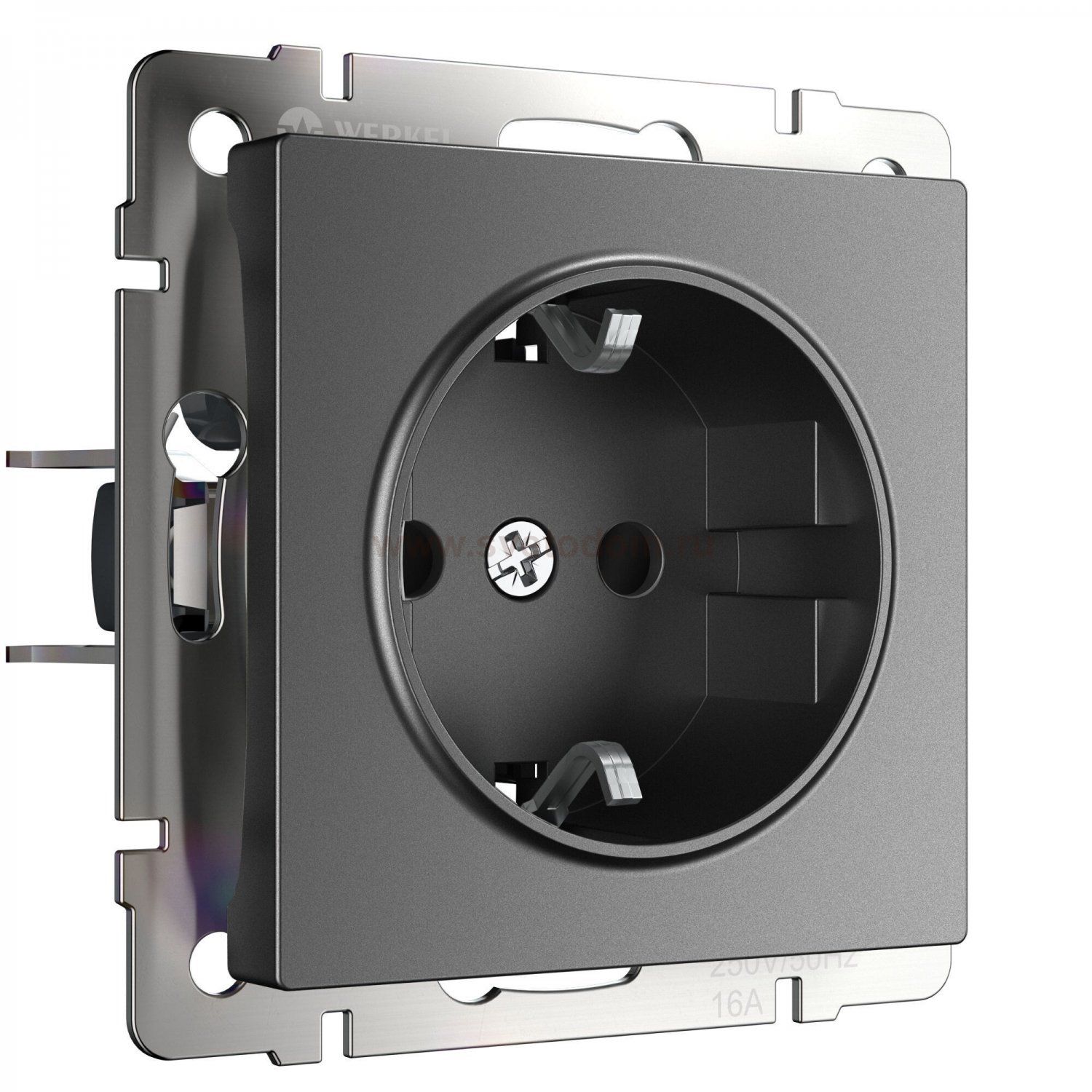 Розетка с заземлением и шторками (графит матовый) W1171164 Werkel