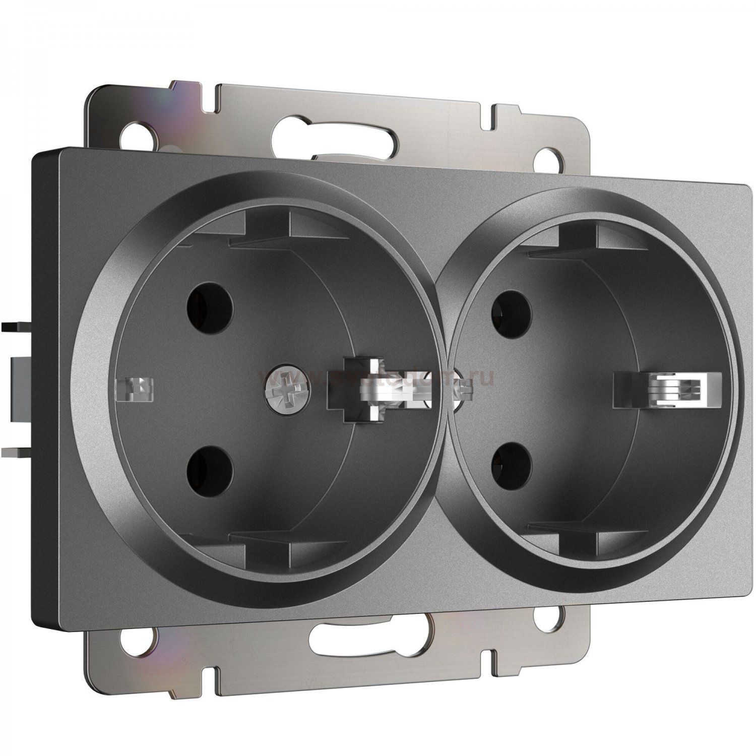 Розетка двойная с заземлением (графит матовый) W1172064 Werkel