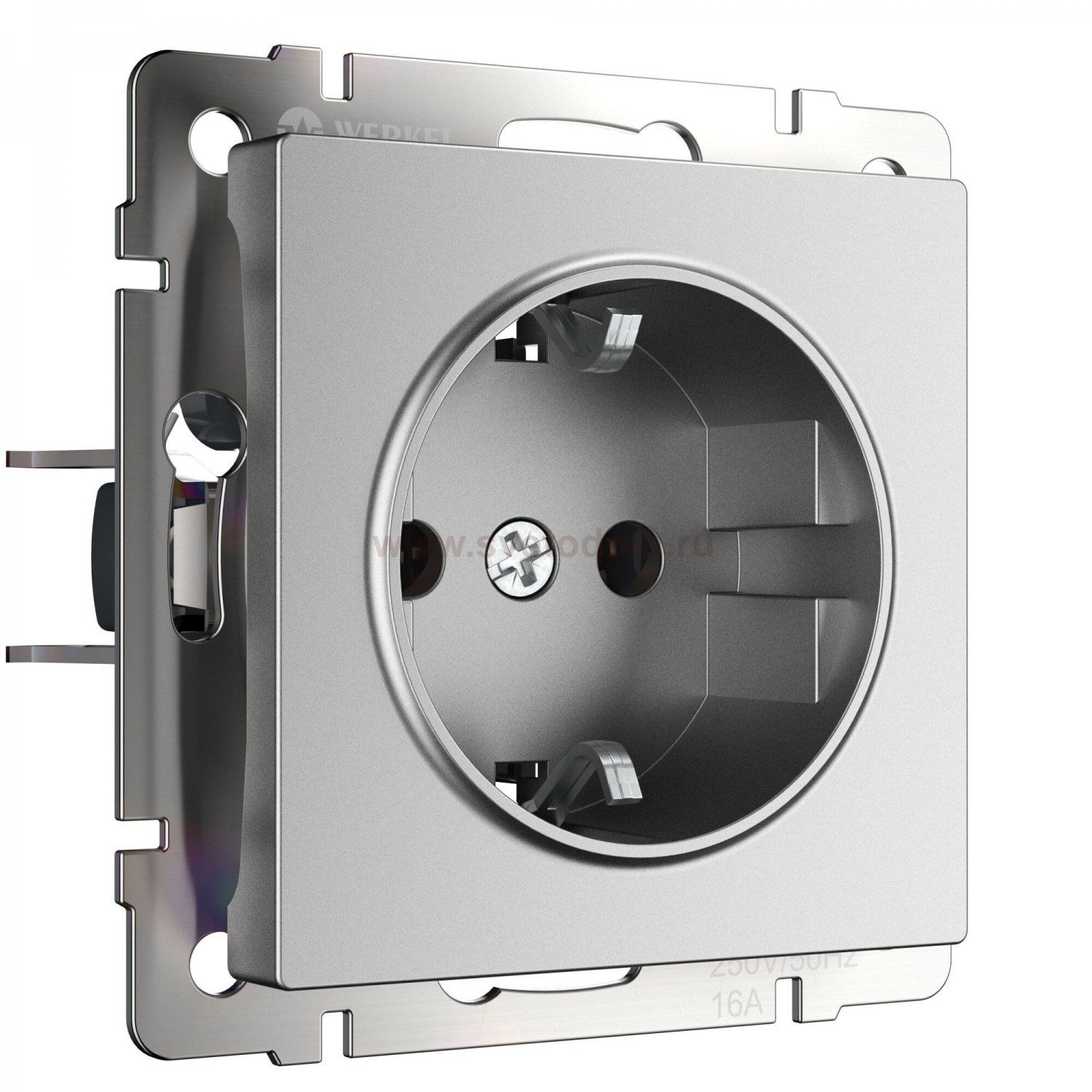 Розетка с заземлением (серебряный матовый) W1171065 Werkel