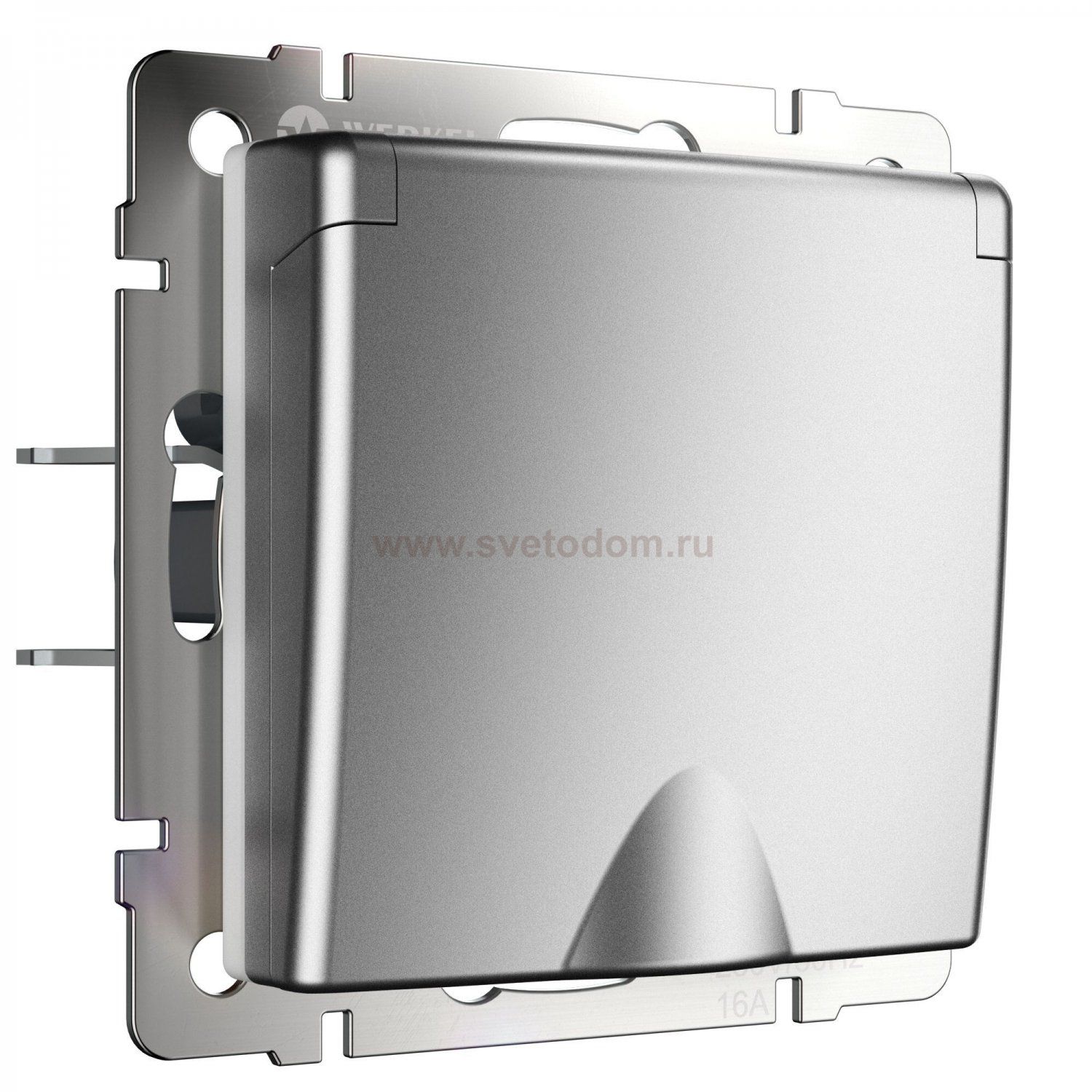 Розетка влагозащ. с зазем. с защит. крышкой и шторками (серебряный матовый) W1171265 Werkel