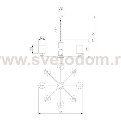 Потолочные светильники Eurosvet 60146/8 латунь 60146/8 Eurosvet Caprera