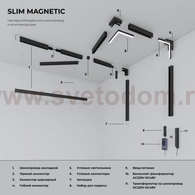 Slim Magnetic Коннектор круглый шарнирный для накладного шинопровода (чёрный) 85010/00 Elektrostandard
