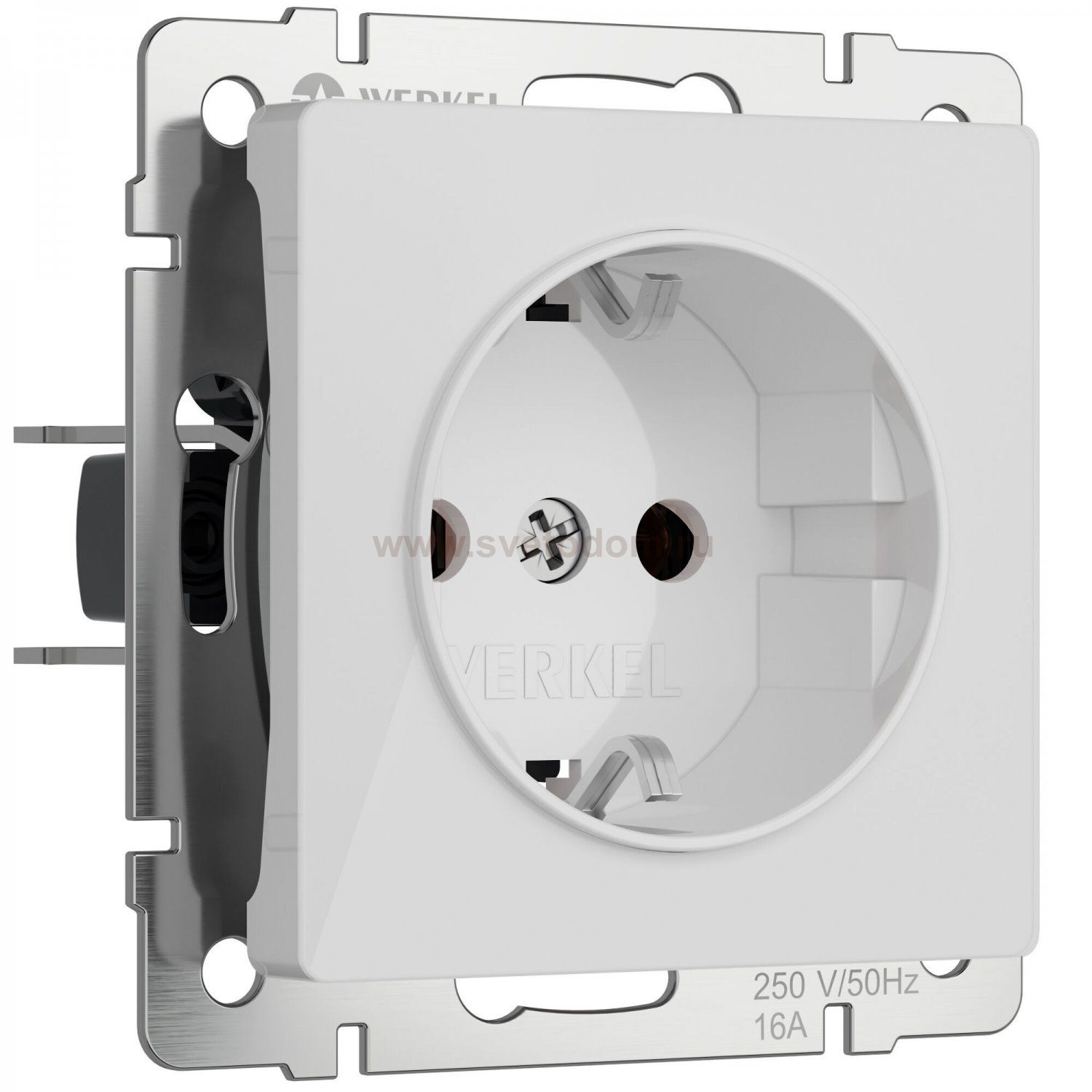 Розетка с заземлением и шторками (белый акрил) Werkel W1171141