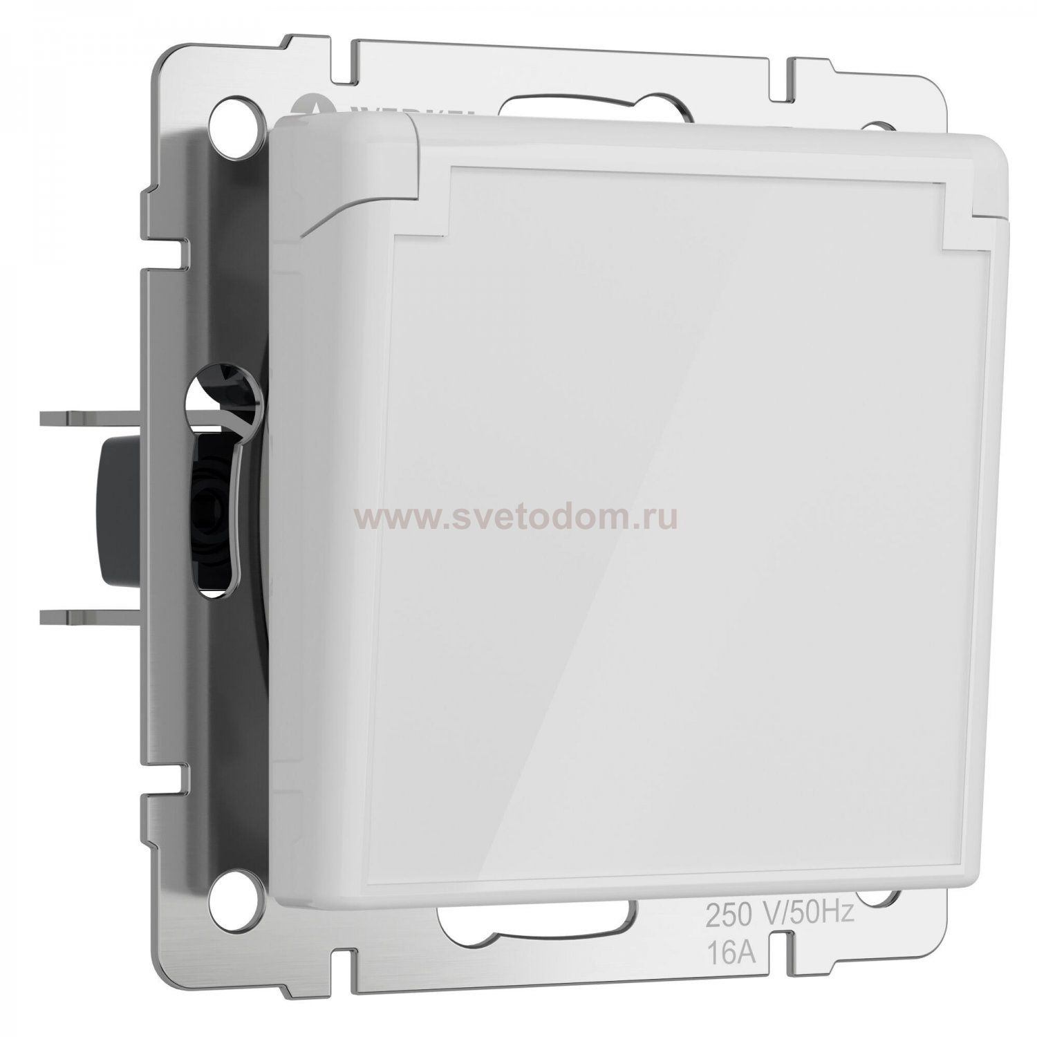 Розетка влагозащ. с зазем. с защит. крышкой и шторками (белый акрил) Werkel W1171241