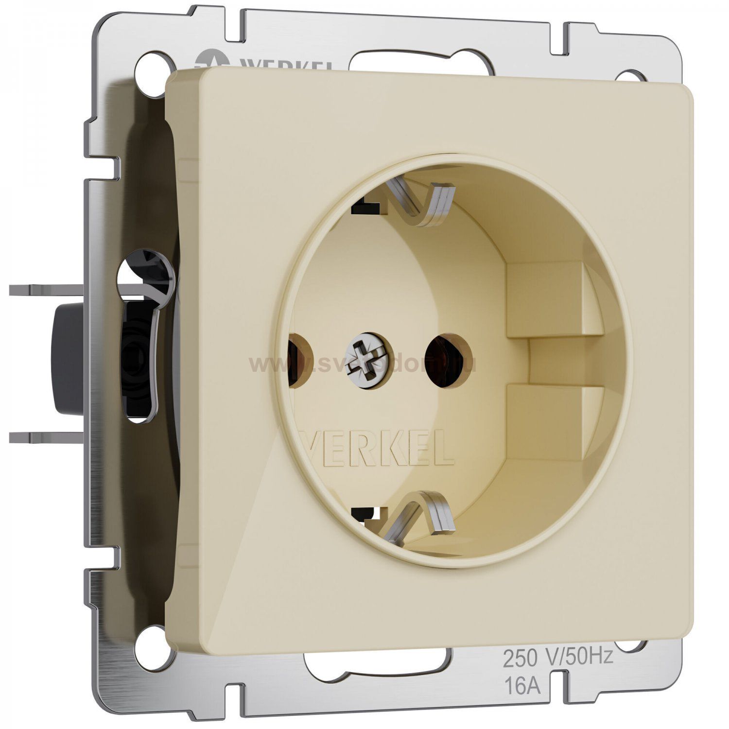 Розетка с заземлением и шторками (айвори акрил) Werkel W1171143
