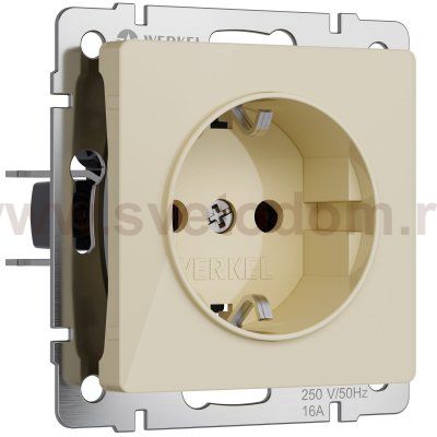 Розетка с заземлением и шторками (айвори акрил) Werkel W1171143
