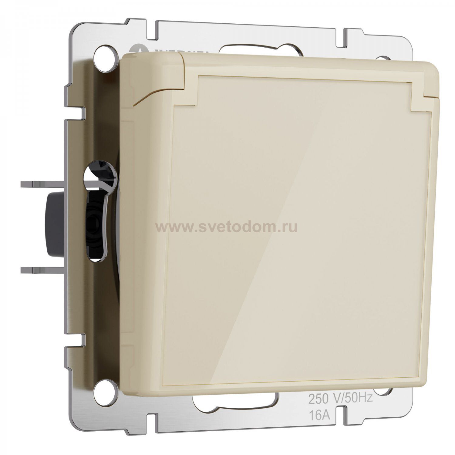 Розетка влагозащ. с зазем. с защит. крышкой и шторками (айвори акрил) Werkel W1171243