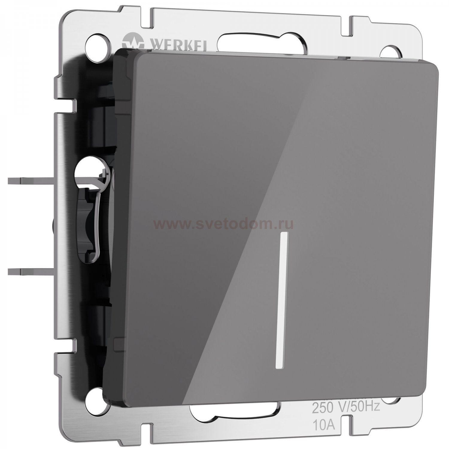 Выключатель одноклавишный проходной с подсветкой (графит акрил) Werkel W1112144