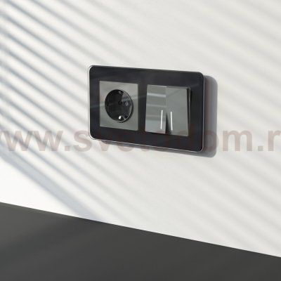 Выключатель двухклавишный проходной с подсветкой (графит акрил) Werkel W1122144