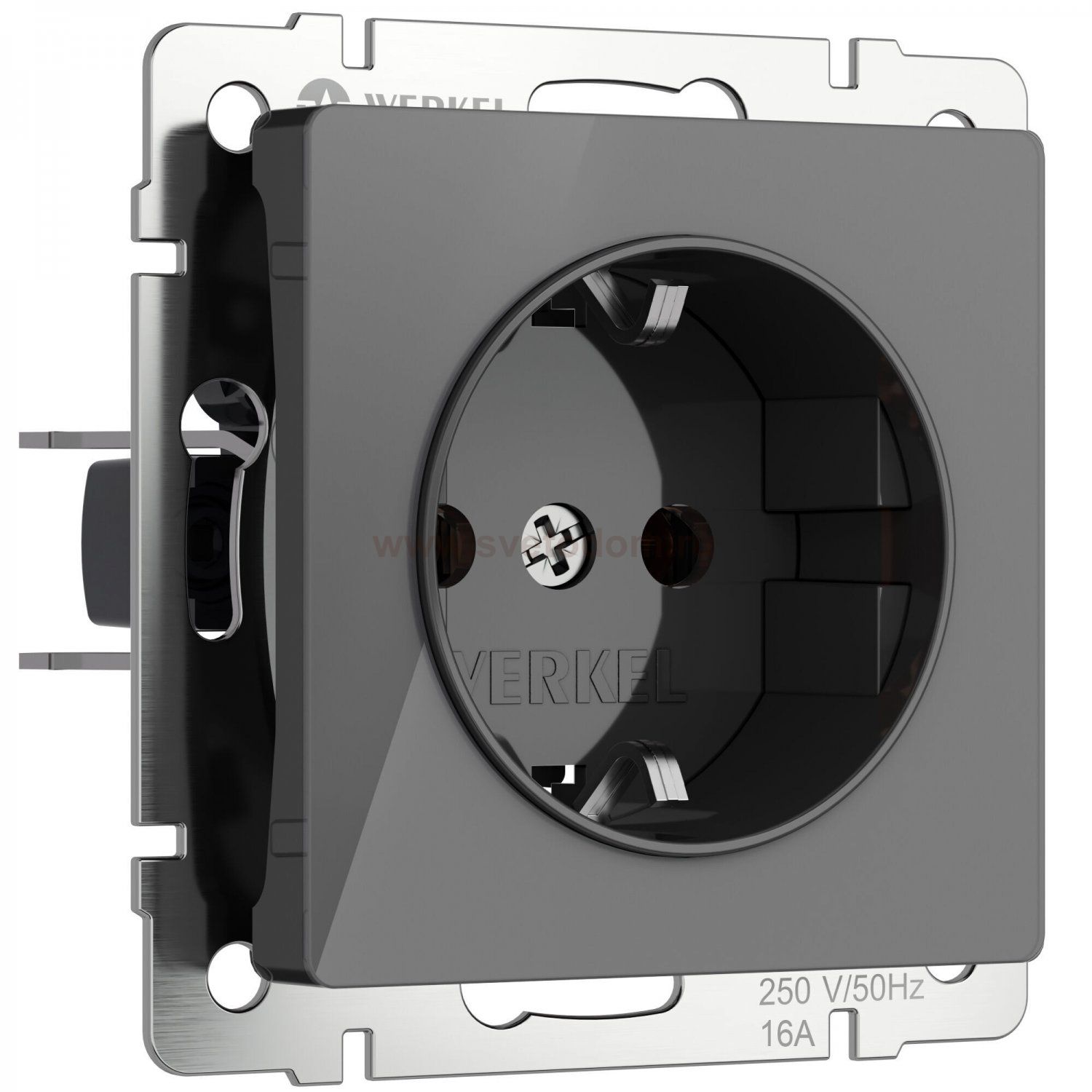 Розетка с заземлением и шторками (графит акрил) Werkel W1171144