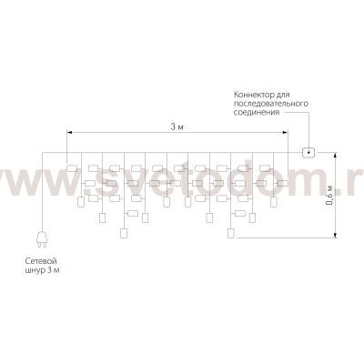 Уличная гирлянда IP66 Eurosvet 100-102 теплый белый 3*0,6м IP65 100-102