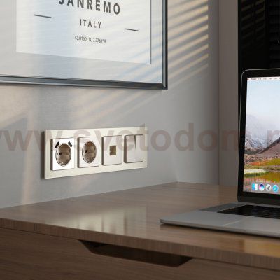 Рамка на 4 поста Senso (шампань, стекло soft-touch) W0043111 Werkel