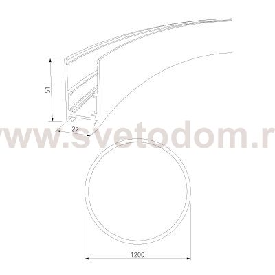 Slim Magnetic Накладной радиусный шинопровод черный ? 1200мм 85161/00 Elektrostandard