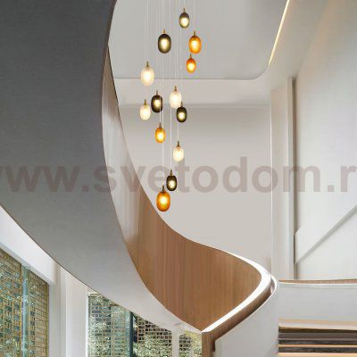 Подвесной светильник со стеклянными плафонами Eurosvet 50266 дымчатый/прозрачный/янтарный