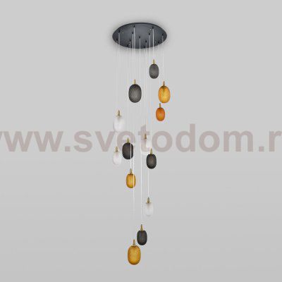 Подвесной светильник со стеклянными плафонами Eurosvet 50266 дымчатый/прозрачный/янтарный