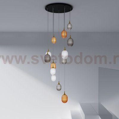 Подвесной светильник со стеклянными плафонами Eurosvet 50266 дымчатый/прозрачный/янтарный