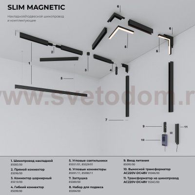 Slim Magnetic R01 Трековый светильник 6W 3000K черный 85011/01 Elektrostandard
