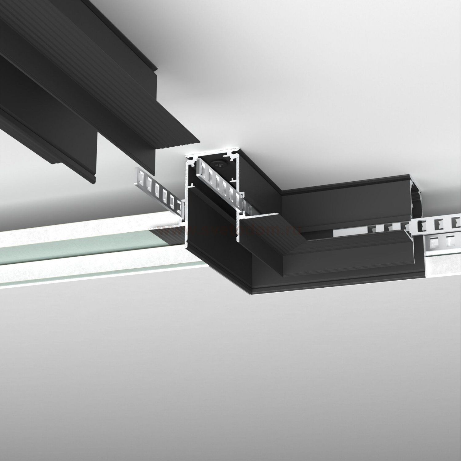 Slim Magnetic Коннектор угловой для встраиваемого шинопровода под ГКЛ 9,5мм черный 85214/00 Elektrostandard