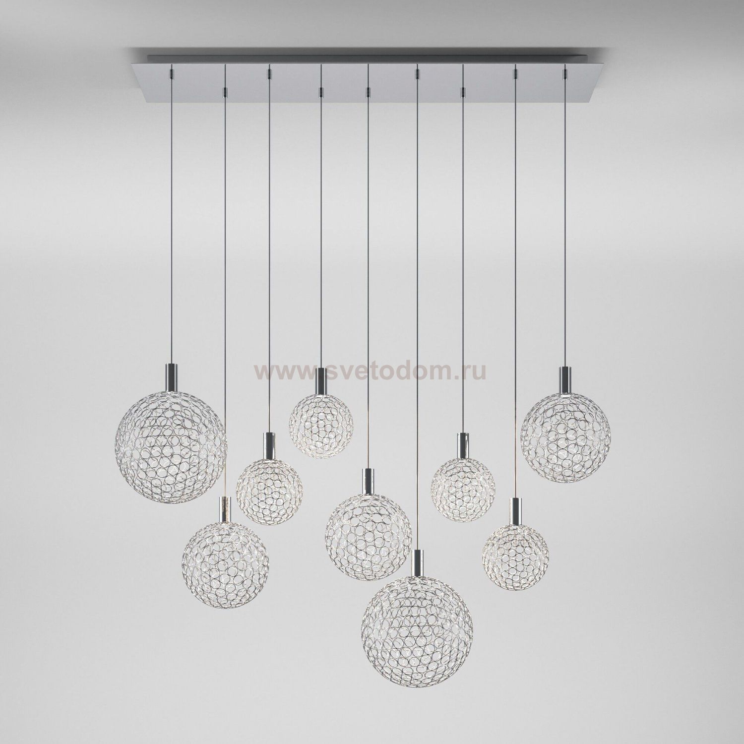Подвесной светодиодный светильник с металлическими плафонами 90353/9 хром