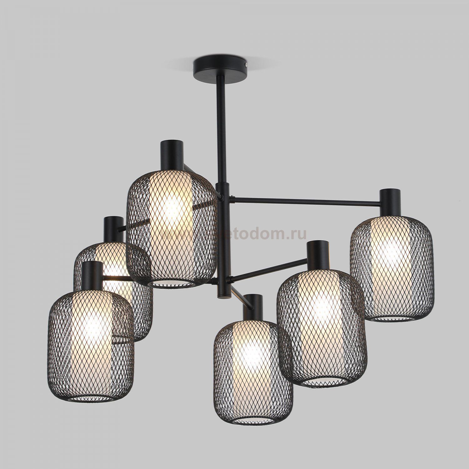 Потолочный светильник с металлическим абажуром и стеклянным плафоном 30191/6 черный Eurosvet