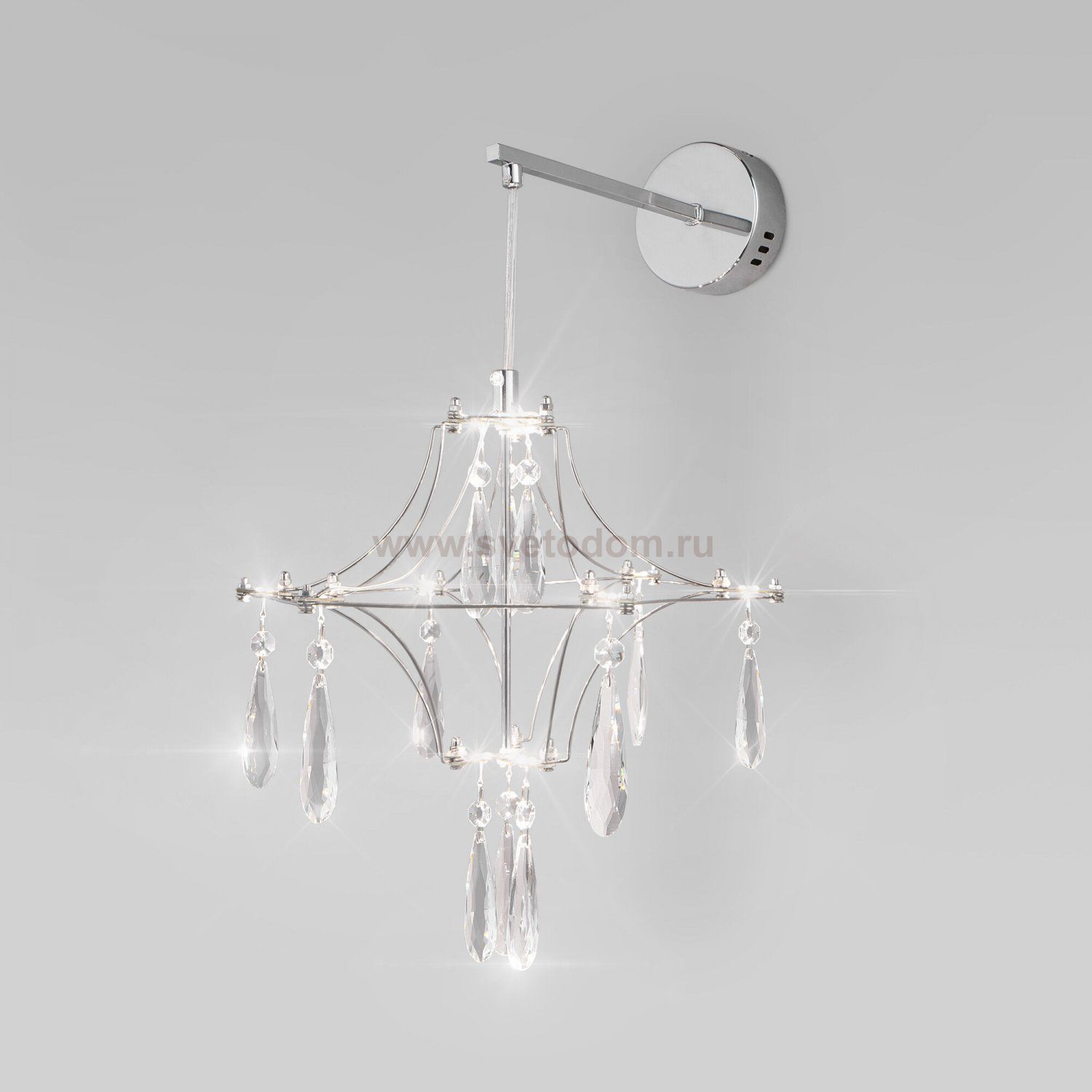 Настенный светодиодный светильник с фигурным хрусталем 442/1 хром