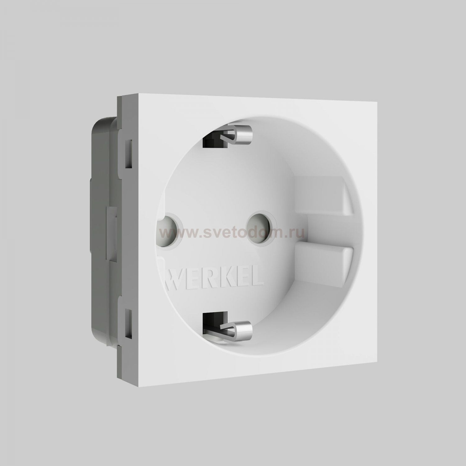Модульная розетка с заземлением и шторками 45*45  (белый) Werkel W1171160
