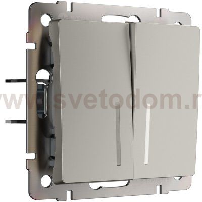 Выключатель двухклавишный проходной с подсветкой (дымчатый) Werkel W1222104