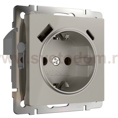 Розетка с заземлением, шторками и USB тип A+C (дымчатый) Werkel W1271704