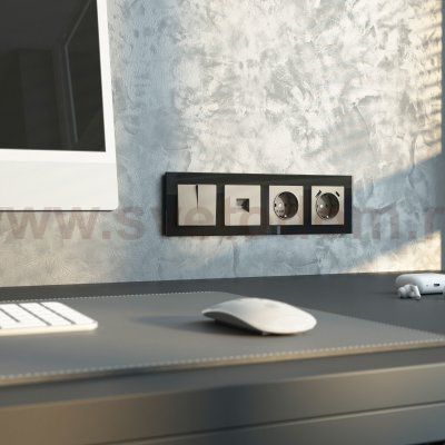 Розетка с заземлением, шторками и USB тип A+C (дымчатый) Werkel W1271704