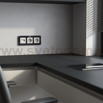 Накладка для двойной розетки Еthernet RJ-45 (дымчатый) Werkel W1291104