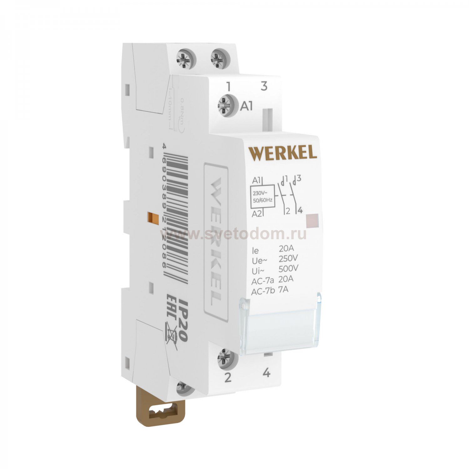 Контактор модульный 20 A 2NO (1 мод.) Werkel W941M20O