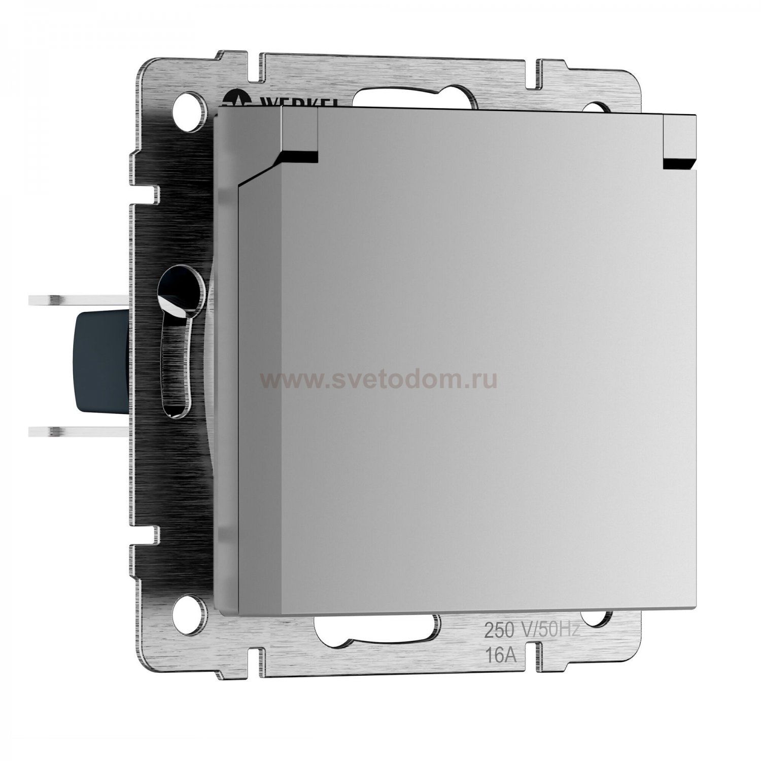 W1171206/ Розетка влагозащ. с зазем. с защит. крышкой и шторками N (серебряный) W1171206