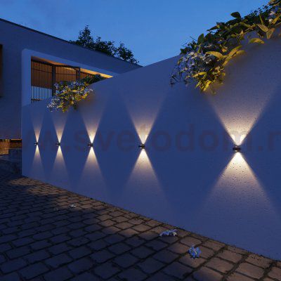 Уличный настенный светильник со светодиодами Lenses черный 35191/W