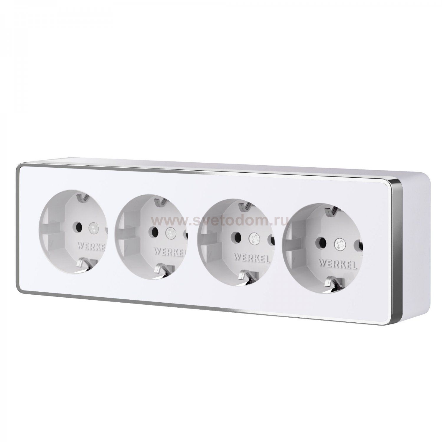 Розетка четверная с заземлением и шторками Gallant белая W5072210