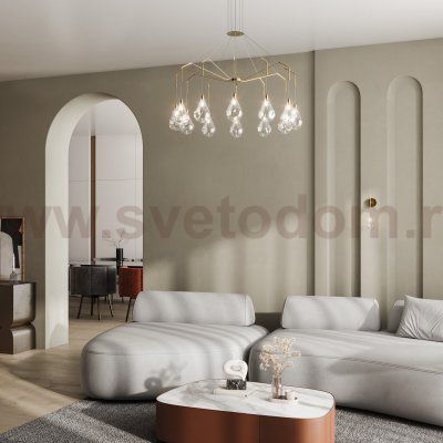 Умная подвесная люстра 201002/12 латунь