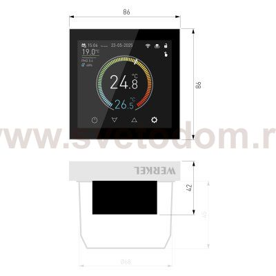Умный сенсорный терморегулятор с LCD дисплеем (белый) W1851101