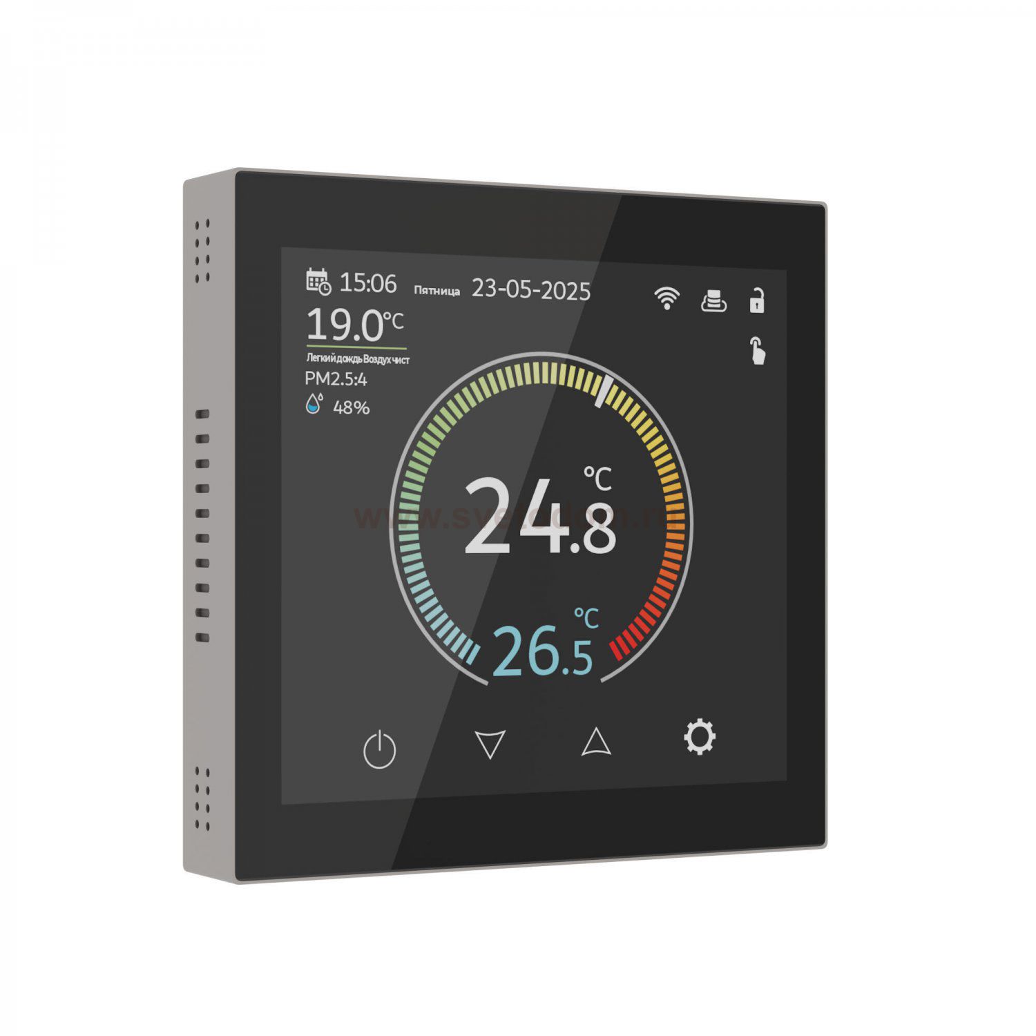 Умный сенсорный терморегулятор с LCD дисплеем (дымчатый) W1851104
