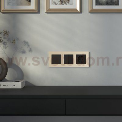 W0032911/ Рамка на 3 поста Slab (шампань софт) W0032911