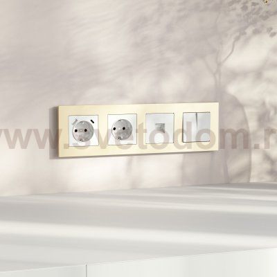 W0042911/ Рамка на 4 поста Slab (шампань софт) W0042911