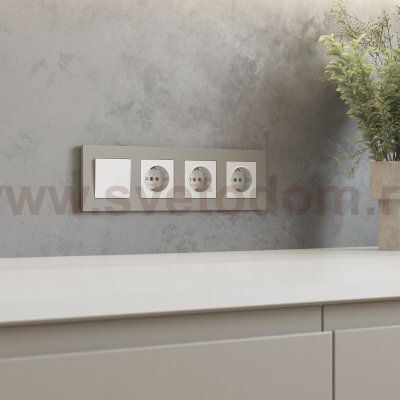 W0042917/ Рамка на 4 поста Slab (дымчатый софт) W0042917