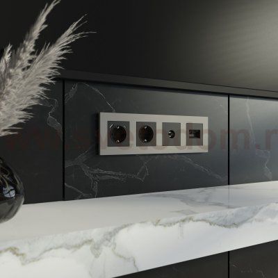 W0042917/ Рамка на 4 поста Slab (дымчатый софт) W0042917