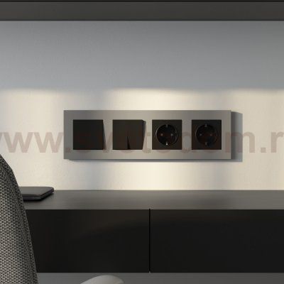 W0042917/ Рамка на 4 поста Slab (дымчатый софт) W0042917