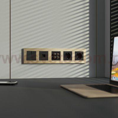 W0052911/ Рамка на 5 постов Slab (шампань софт) W0052911