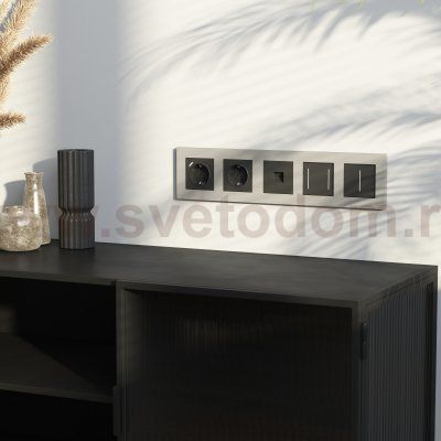 W0052917/ Рамка на 5 постов Slab (дымчатый софт) W0052917