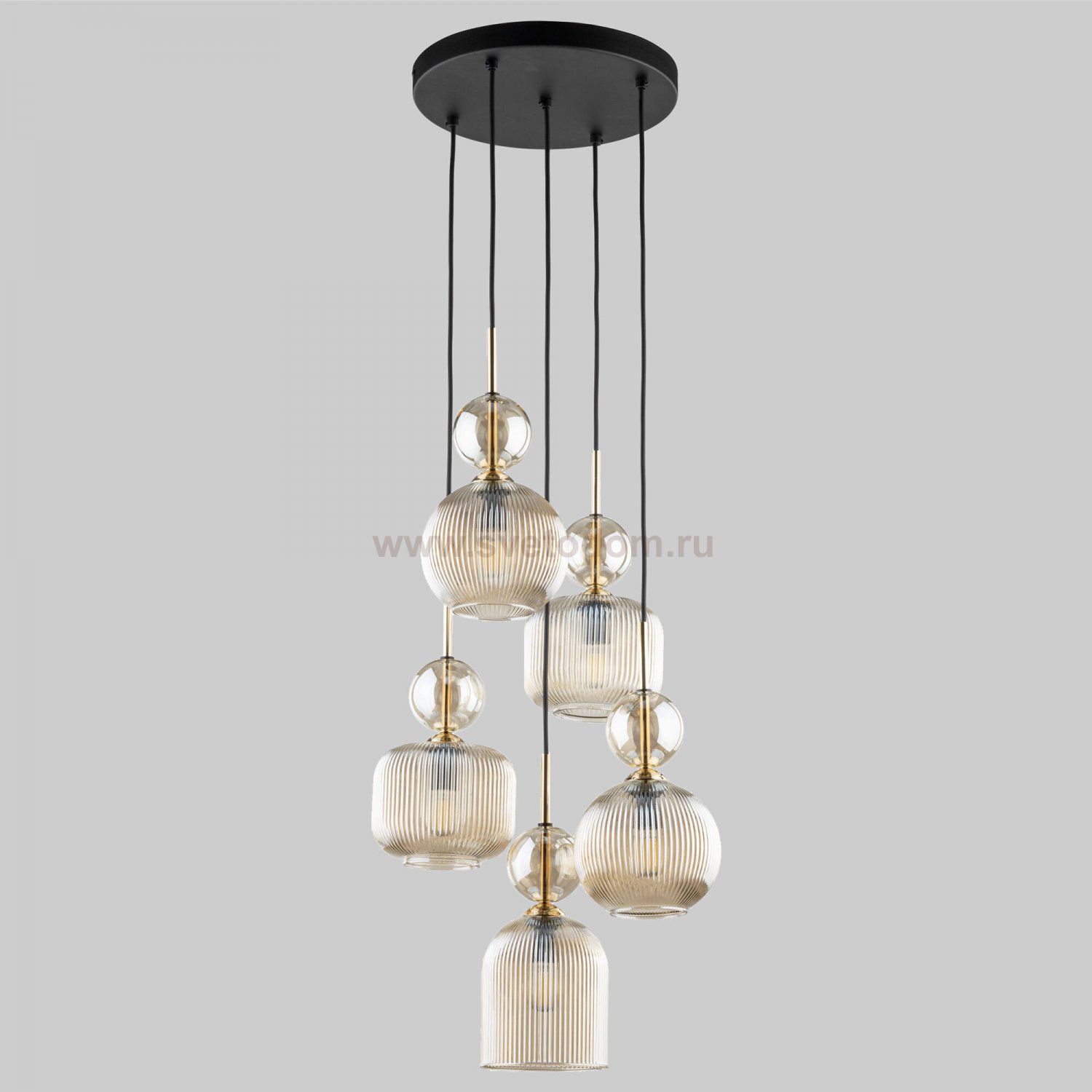 Подвесной светильник со стеклянными плафонами 11043 Sophia Cognac