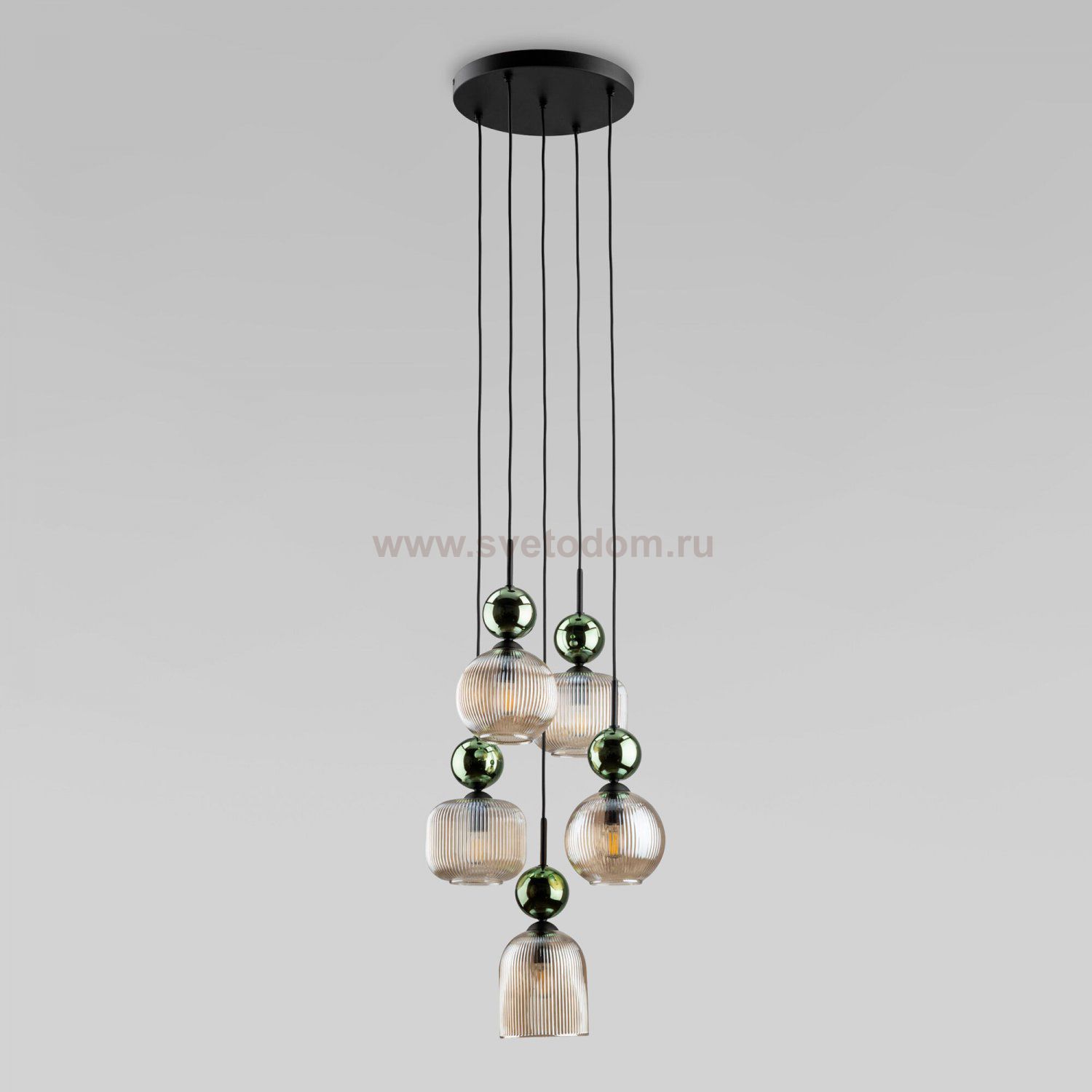 Подвесной светильник со стеклянными плафонами 11149 Sophia Green Cognac